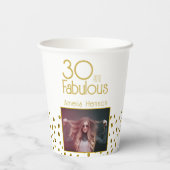 30 en Fabulous Gold Glitter Photo 30th Birthday Papieren Bekers (Achterkant)