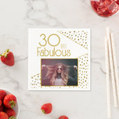 30 en Fabulous Gold Glitter Photo 30th Birthday Servet (Insitu)