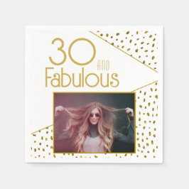 30 en Fabulous Gold Glitter Photo 30th Birthday Servet