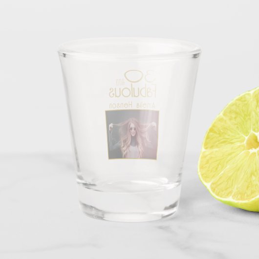 30 en Fabulous Gold Glitter Photo 30th Birthday Shot Glas (Achterkant)