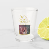 30 en Fabulous Gold Glitter Photo 30th Birthday Shot Glas (Voorkant)