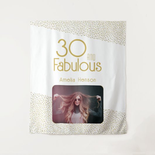 30 en Fabulous Gouden Glitter 30e Verjaardagsfoto Wandkleed (Voorkant)