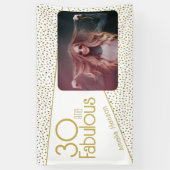 30 en Fabulous Gouden Glitter Foto 30e Verjaardag Spandoek (Verticaal)