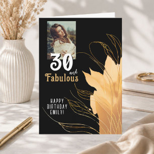 30 en Fabulous Gouden Loof 30e Verjaardag Foto Kaart