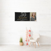 30 en Fabulous Modern Black 30th Birthday Foto Spandoek (Insitu)