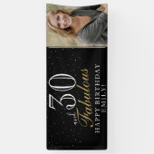 30 en Fabulous Modern Black 30th Birthday Foto Spandoek (Verticaal)