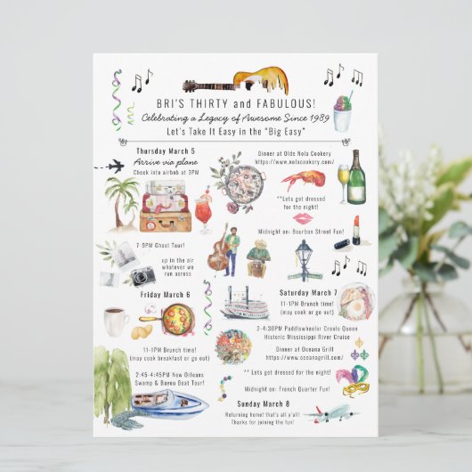30 en Fabulous | Nieuwe orleans reisweg op de zeve Kaart (Staand voorkant)