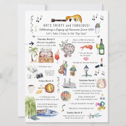 30 en Fabulous | Nieuwe orleans reisweg op de zeve Kaart (Voorkant)