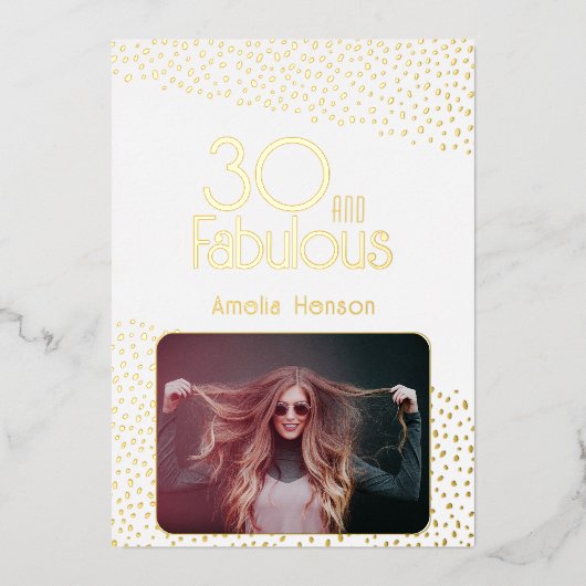 30 en Fabulous Photo 30th Birthday Gold Foil Kaart (Voorkant)