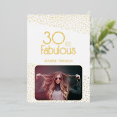 30 en Fabulous Photo 30th Birthday Gold Foil Kaart (Staand Voorkant)