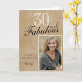 30 en Fabulous Rustic Elegant Birthday Foto Kaart (Gele Bloem)