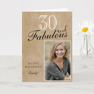 30 en Fabulous Rustic Elegant Birthday Foto Kaart
