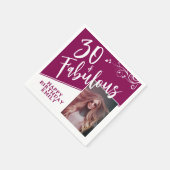 30 en Fabulous Script Photo Magenta 30th Birthday Servet (Hoek)
