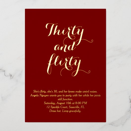 30 en Flirty 30ste verjaardag uitnodiging (Voorkant)