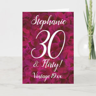 30 en Flirty Abstract Red Rose Verjaardag Kaart