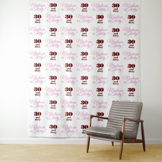 30 en Flirty Party Backdrop Stap en Herhaal Wandkleed (In situ)