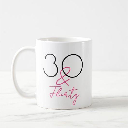 30 en Flirty Pink Script 30ste verjaardag Koffiemok (Links)