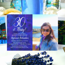 30 en Flirty Royal Blue Photo Birthday Party