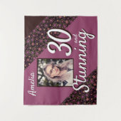 30 en Stunning Flower 30th Verjaardag Foto Wandkleed (Voorkant)