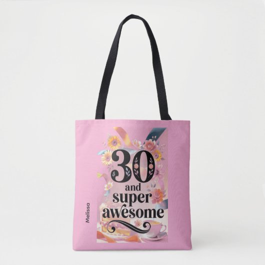 30 en Super Geweldige Verjaardag Tote Bag (Voorkant)