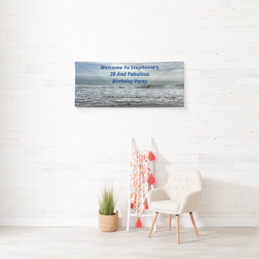 30 en verbluffend strand Ocean Blue White Gray Wav Spandoek (Insitu)
