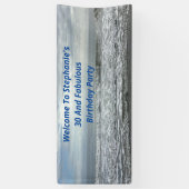 30 en verbluffend strand Ocean Blue White Gray Wav Spandoek (Verticaal)