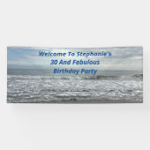 30 en verbluffend strand Ocean Blue White Gray Wav Spandoek (Horizontaal)