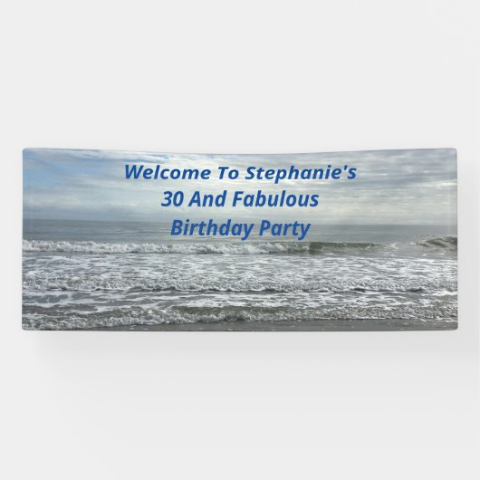 30 en verbluffend strand Ocean Blue White Gray Wav Spandoek (Horizontaal)