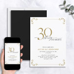 30- & Fabulous Black White en Gold-dag Kaart<br><div class="desc">Het is je speciale 30e verjaardag, en het is tijd om te vieren! Wil je de beste baard in de stad gooien? Zorg ervoor dat het met de hoogste stijl begint met deze uitnodiging van 30 en Fabulous Black, White & Gold Calligraphy Birthday. Het zal zeker de toon zetten voor...</div>