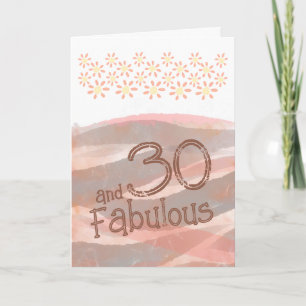 30 & Fabulous Daisy Bloem Watercolor Verjaardag Kaart