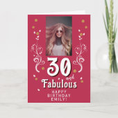 30 & Fabulous Foliage Magent 30th Birthday Foto C Kaart (Voorkant)