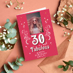 30 & Fabulous Foliage Magent 30th Birthday Foto C Kaart<br><div class="desc">30 en Fabulous Foliage Magenta 30th Birthday Photo Card. 30 en fabelachtige tekst in trendy wit manuscript met een naam en witte blad op een levendige magenta achtergrond. Pas het aan met je foto,  jouw naam en leeftijd. Voeg jouw tekst in de kaart toe of verwijder deze.</div>