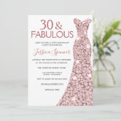 30 & Fabulous Roos Gold Dress 30e verjaardag Kaart (Staand voorkant)