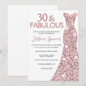 30 & Fabulous Roos Gold Dress 30e verjaardag Kaart (Voorkant / Achterkant)