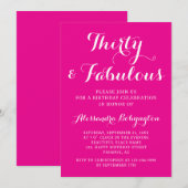 30 Fabulous Verjaardag hete roze witte kalligrafie Kaart (Voorkant / Achterkant)