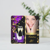 30 Fantastische Paarse Champagne Party 4 Kaart (Staand voorkant)