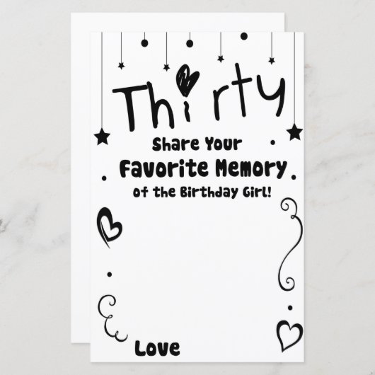 30 favoriete herinnering van het meisje van de ver (Voorkant / Achterkant)