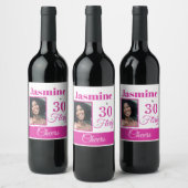 30 & Flirty Foto Heet Roze Wijn Label Etiket (Flessen)