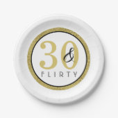 30- & Flirty Gold Black, 30e verjaardag Papieren Bordje (Voorkant)
