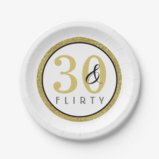 30- & Flirty Gold Black, 30e verjaardag Papieren Bordje (Voorkant)