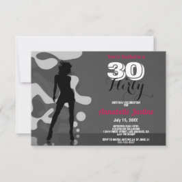 30 & FLIRTY Modern 30th Birthday Hot Pink Stijlvol Kaart