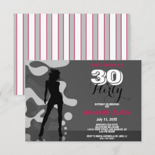 30 & FLIRTY Modern 30th Birthday Hot Pink Stijlvol Kaart