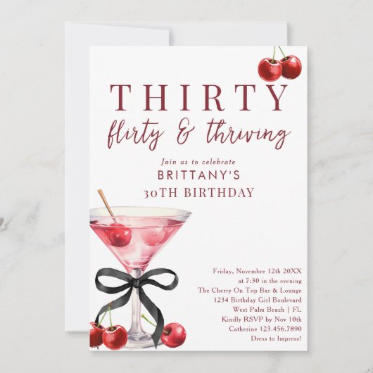 30 Flirty & Thriving Cherry Martini 30e verjaardag Kaart (Voorkant)