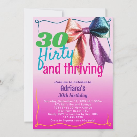 30 Flirty & Thriving Retro 90s 30e verjaardagsfees Kaart (Voorkant)