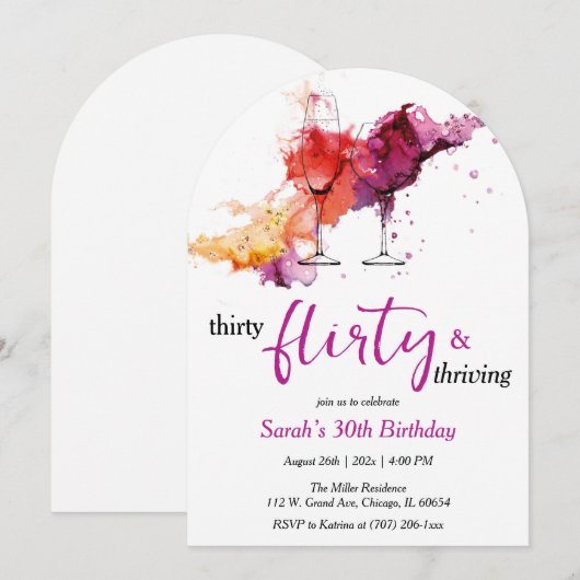 30, Flirty & Thriving Verjaardag Kaart (Voorkant / Achterkant)