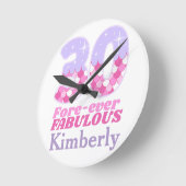 30 FOREVER-ever Fabulous 60th Birthday Gift – Roze Ronde Klok (Hoek)