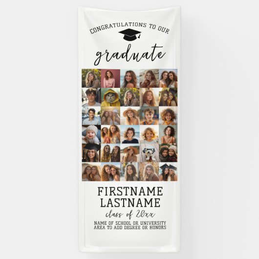 30 Foto - Afstuderen Modern Minimal White Spandoek (Verticaal)