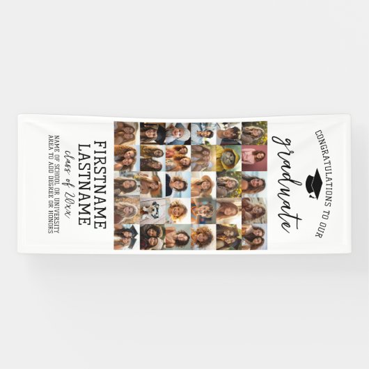 30 Foto - Afstuderen Modern Minimal White Spandoek (Horizontaal)