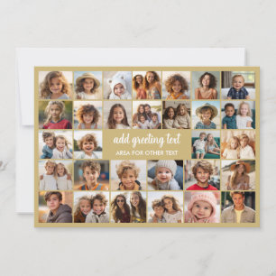 30 Foto Collage - Champagne Goud met Witte Tekst Feestdagenkaart