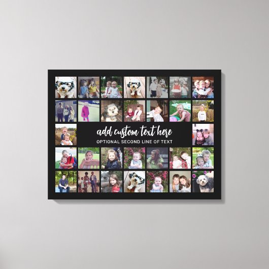 30 Foto Collage Grid - 2 tekstvakken - zwart wit Canvas Afdruk (Voorkant)